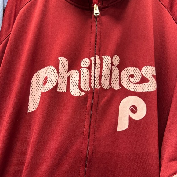 Philadelphia Phillies Majestic Track Jacket Mens 6X Cooperstown Collection VTG - Picture 5 of 11